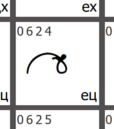 The unstylized EC hieroglyph in the Clavis of Revelation table.