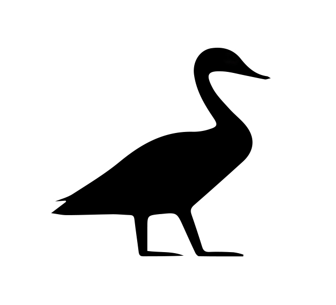 Ancient Egyptian bird hieroglyph presented without interpretation, inviting the reader to infer the elementary and indivisible essence the author intended it to represent.